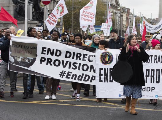 A rally, in 2018, against direct provision in Dublin. 