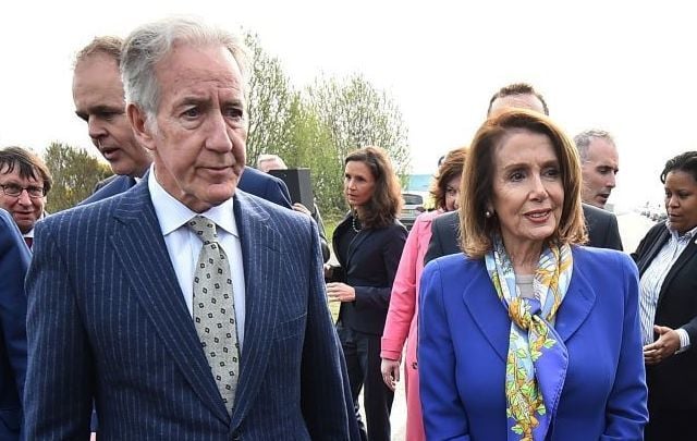 Representative Richie Neal and Speaker of the House Nancy Pelosi during their visit to the Northern Irish border earlier this year.