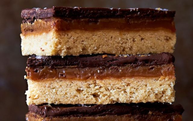 Sea-salt caramel squares.