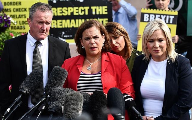 President of Sinn Fein Mary Lou McDonald and Deputy leader Michelle O\'Neill. 