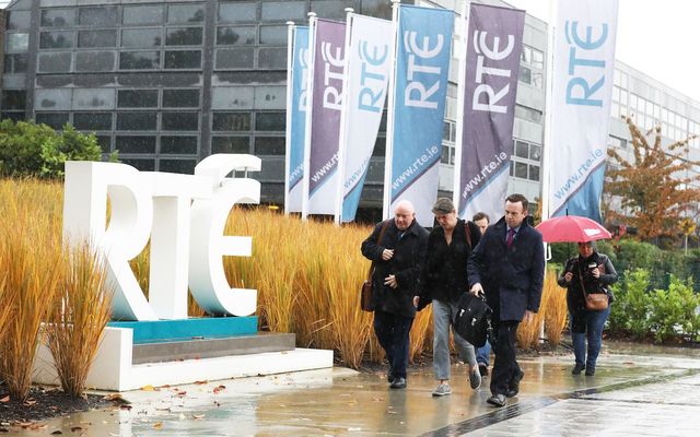 Seamus Dooley Irish Secretary of National Union of Journalists with Chair of the trade union group at RTE Shirley Bradshaw, RTE Agriculture Correspondent Fran McNulty(R) and Karan O\'Loughlin. Arts, Culture, Print & Media Sector of SIPTU on their way onto a meeting at RTE in Donnybrook.