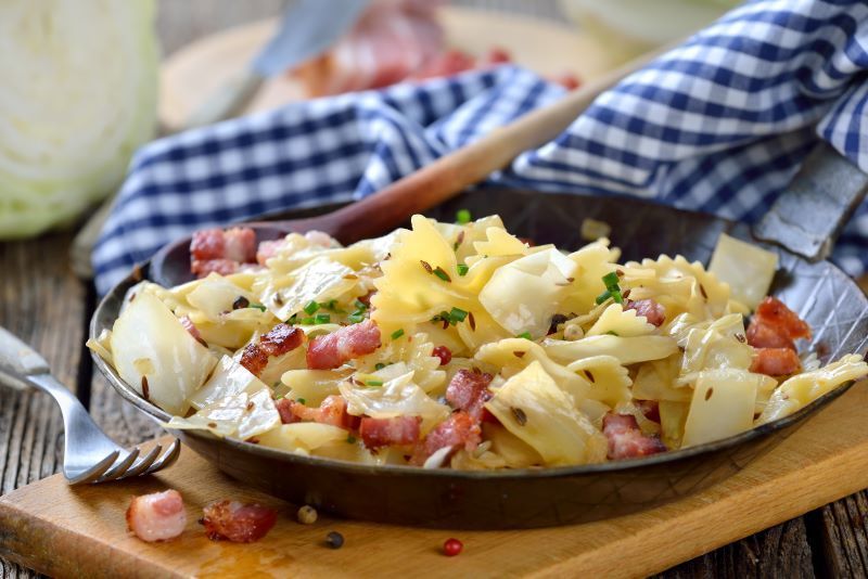 Bacon and cabbage pasta recipe Irish and Italian fusion