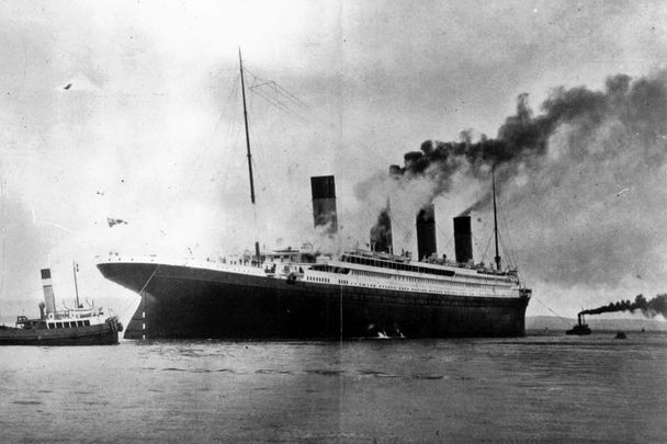 Circa 1912: The luxury White Star liner Titanic, which sank on its maiden voyage to America in 1912, seen here on trials in Belfast Lough. 