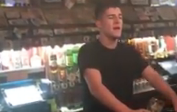 Donncha, the singing barman, at the Celt bar, on Talbot Street. Dublin. 