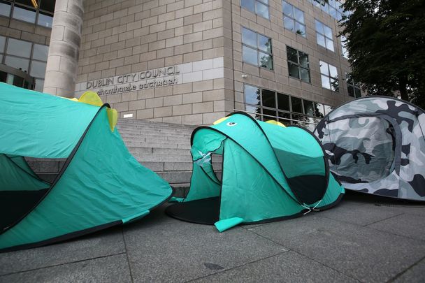 As over 10,000 people in Ireland are now homeless, protests are held outside Dublin City Council over lack of provisions and planning.