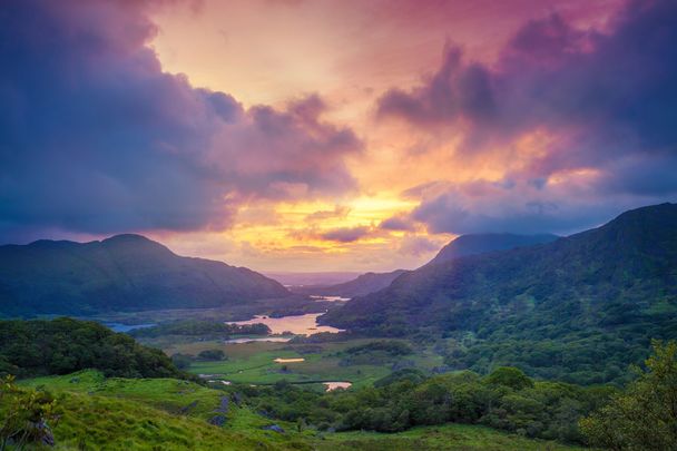 Ladies View is a scenic point along the N71 portion of the Ring of Kerry, in Killarney National Park, Ireland.\n