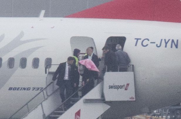 Lisa Smith, the Irish ISIS bride being escorted from a commercial flight in Dublin Airport. 
