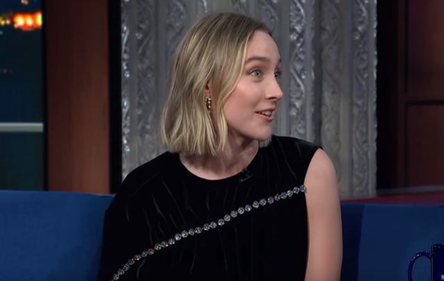 Saoirse Ronan asked Stephen Colbert for a cup of tea on The Late Show, while promoting Little Women. 