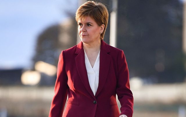 Scottish Nationalist Party leader Nicola Sturgeon en route to her interview with BBC\'s Andrew Marr.
