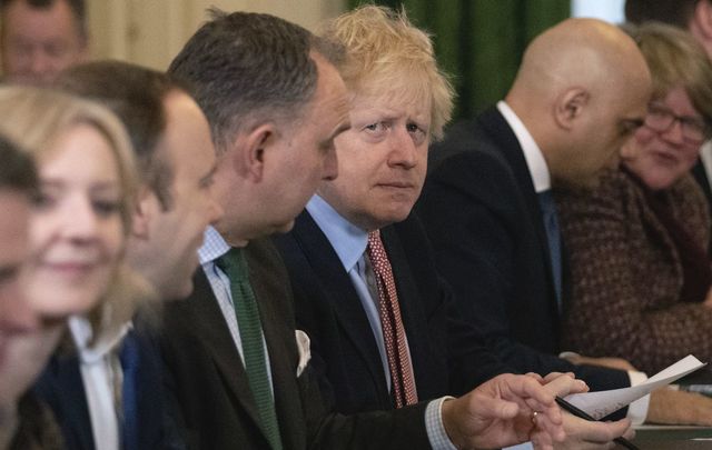 Prime Minister Boris Johnson photographed at the Tory\'s first Cabinet meeting, after the landslide election.