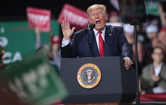 President Donald Trump, at the Merry Christmas rally, on the very day his impeachment was voted in.