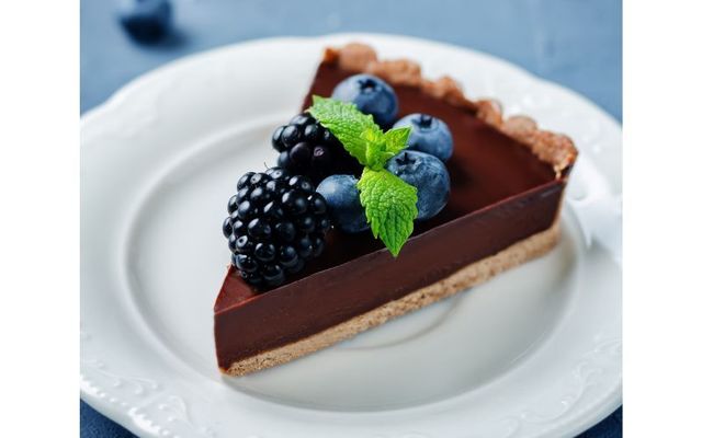 Dark chocolate and blackberry tart.