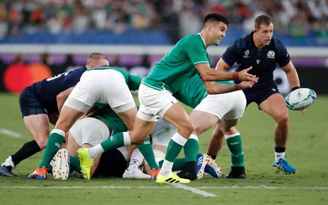 Ireland player Conor Murray in action during the Rugby World Cup 2019 Group A game between Ireland and Scotland on September 22, 2019, in Japan.