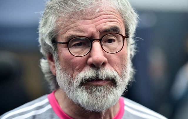 Former Sinn Féin President Gerry Adams holds a press conference as he visits a community center in the New Lodge area on August 10, 2019, in Belfast, Northern Ireland. 