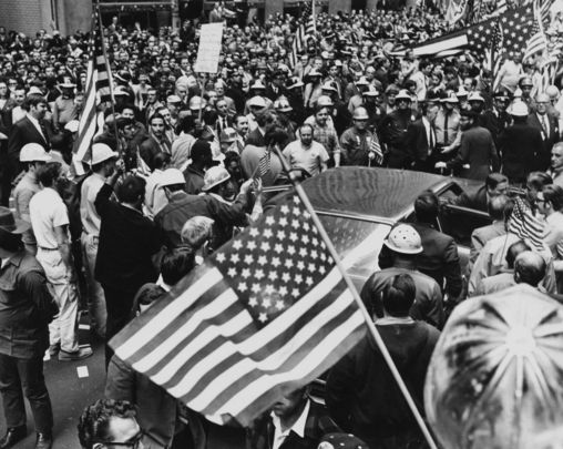 The Hard Hat Riots of May 1970, in New York City. 