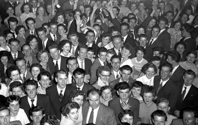 A crowd of people enjoying the evening at Galtymore Dance Hall in Cricklewood.
