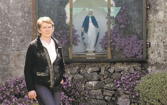 Catherine Corless at the shrine at the Tuam Mother and Baby Home site in Co Galway