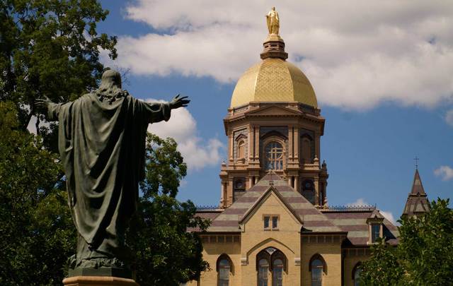 The University of Notre Dame, the campus of the \"Fighting Irish.\" 