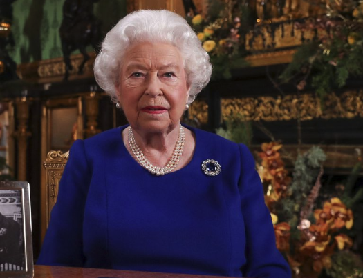 Queen Elizabeth II delivering her Christmas speech, in 2019.