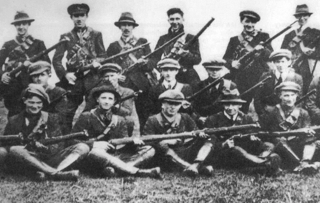 Seán Hogan\'s flying column of the Irish Republican Army\'s third Tipperary Brigade photographed during the War of Independence.