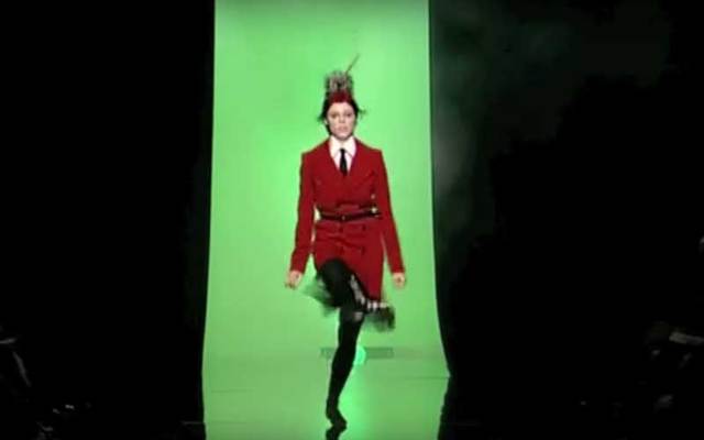 Model Coco Rocha in a snapshot of her dancing down the runway at Jean Paul Gaultier’s 2007 show.