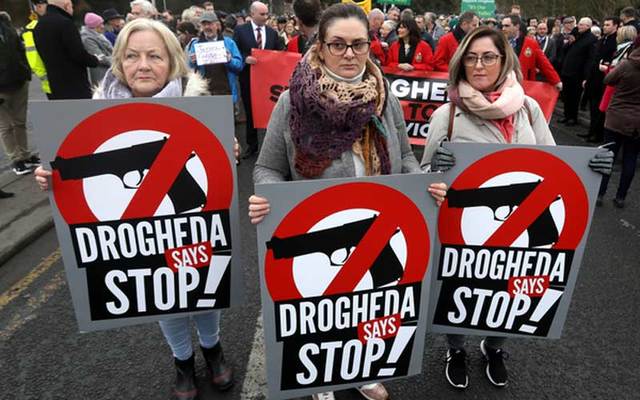 Women at the protest against violence in Drogheda.