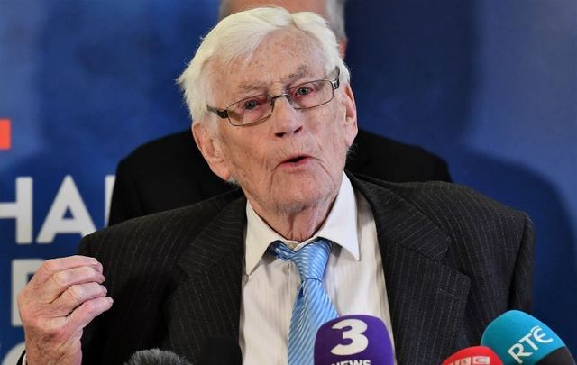 Seamus Mallon, former deputy First Minister of Northern Ireland, at an event to mark the 20th anniversary of the Good Friday Agreement at Queen\'s University in Belfast on April 10, 2018 