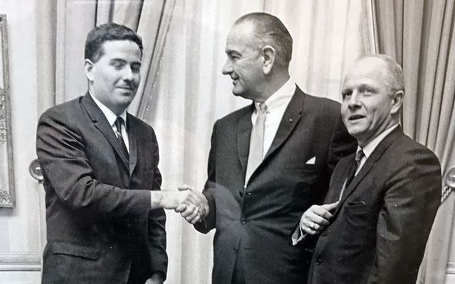 John Feerick (left) with President Lyndon Johnson and Congressman Richard Paff at the passage of the 25th amendment ceremony.