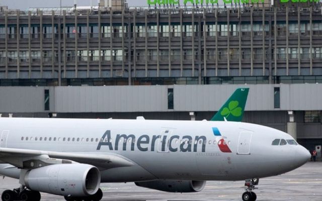 An American Airlines flight at Dublin Airport during the COVID-19 pandemic. 