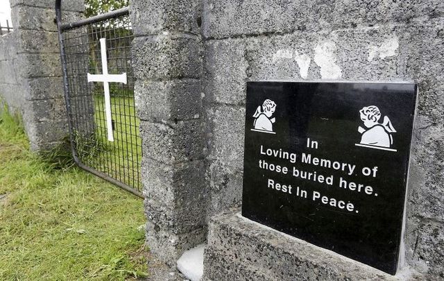 A memorial plaque at the site of the Tuam Mother and Baby Home in Co Galway.