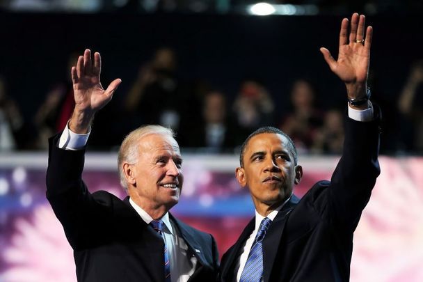 September 6, 2012: Joe Biden and Barack Obama wave after accepting the nomination during the final day of the Democratic National Convention.