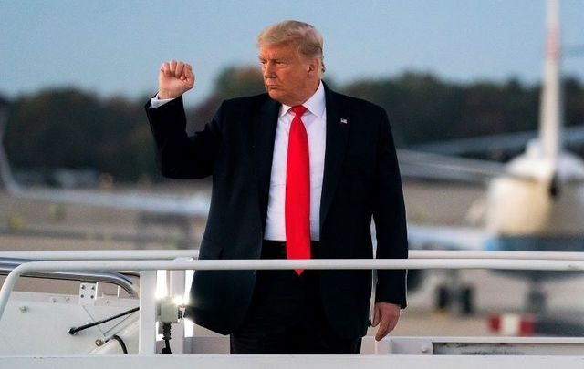October 20, 2020: President Donald J. Trump boards Air Force One at Joint Base Andrews, Md en route to Erie International Airport in Erie, Pa.