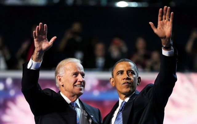 September 6, 2012: Joe Biden and Barack Obama accepting the Democratic nomination.