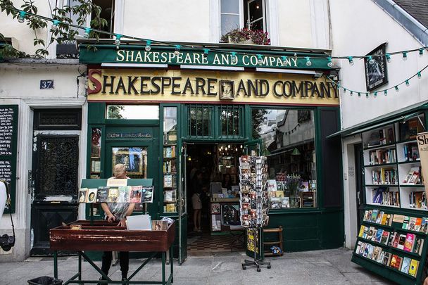 Shakespeare and Company overlooks the iconic Notre Dame Cathedral in Paris. 