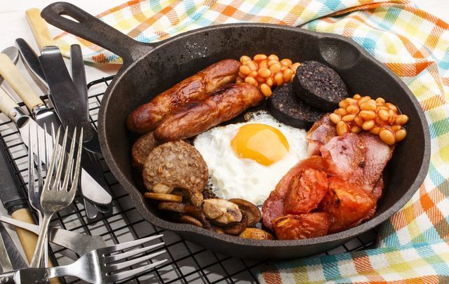 The traditional ingredients of a full Irish breakfast. 