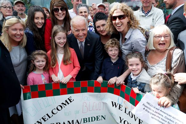 Joe Biden, visiting his ancestral home of Ballina, County Mayo, in 2016.