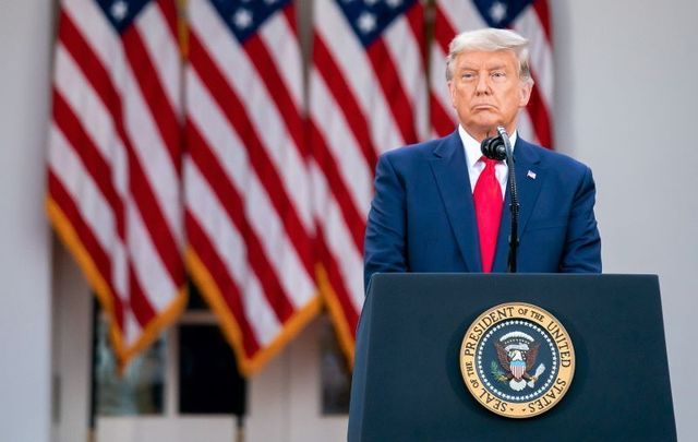 November 13, 2020: President Donald Trump speaking in the Rose Garden of the White House.