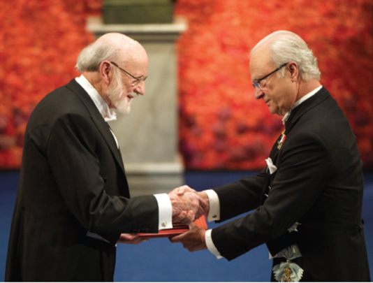 Dr. William Campbell accepting his Nobel Prize in Stockholm.