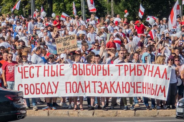Belarusian protests, in Minsk, Aug 2020.