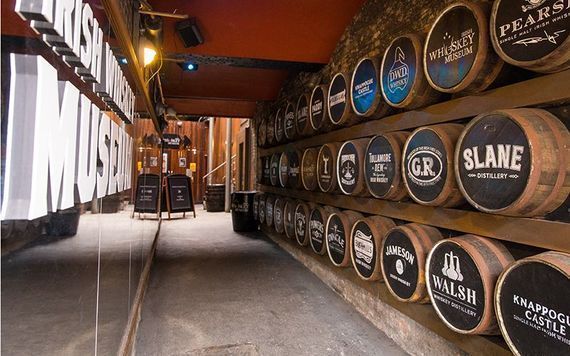 Whiskey barrels at the Irish Whiskey Museum. 