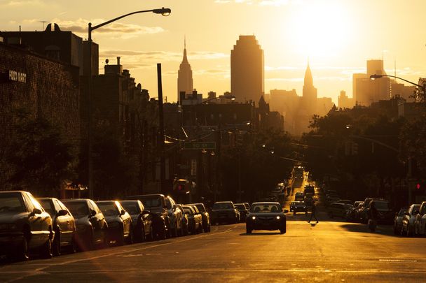 A view from Woodside Queens, looking back on Manhattan, in New York City.