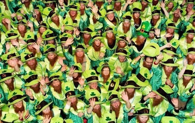 November 2011: People take part in an attempt to break the world record for Largest Gathering of People Dressed as Leprechauns in Dublin!