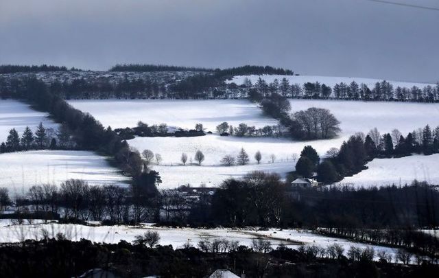 West Wicklow Hills covered in snow.