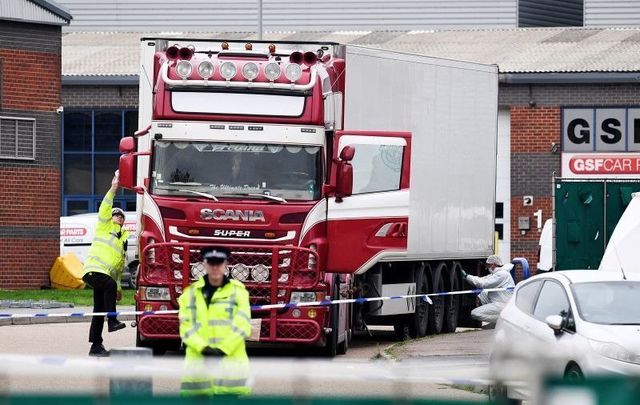 The truck where 39 Vietnamese migrants were found dead in October 2019.