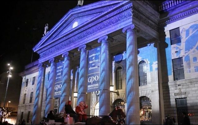 The Winter Lights at The GPO on Dublin\'s O\'Connell Street is one of the sites being streamed.