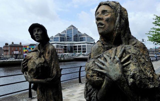 Famine Memorial on the Liffey River in Dublin.