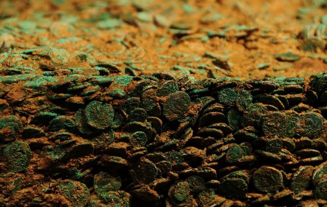 Coins from a large Celtic hoard found from c50BC.