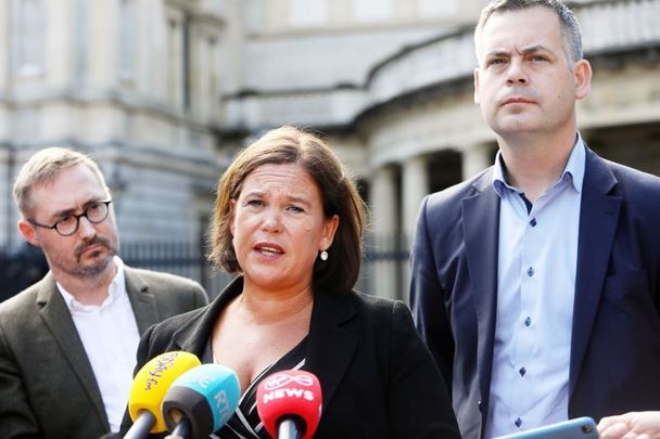 Eoin O Broin, Mary Lou McDonald and Pearse Doherty of Sinn Féin.