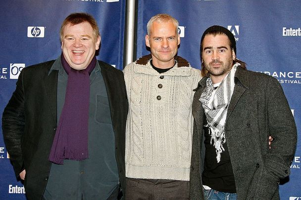 Brendan Gleeson (left) with Martin McDonagh and Colin Farrell at the 2008 Sundance Film Festival. 