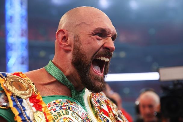 April 23, 2022: Tyson Fury celebrates victory after the WBC World Heavyweight Title Fight between Tyson Fury and Dillian Whyte at Wembley Stadium in London, England. 